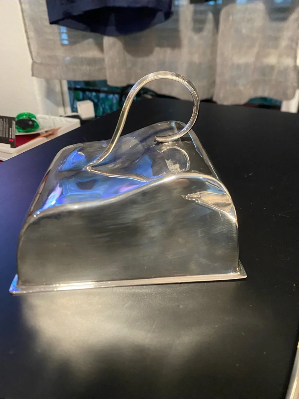 Silver Butter Dish with Handle